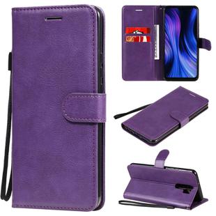 For Xiaomi Redmi 9 Solid Color Horizontal Flip Protective Leather Case with Holder & Card Slots & Wallet & Photo Frame & Lanyard(Purple)