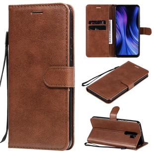 For Xiaomi Redmi 9 Solid Color Horizontal Flip Protective Leather Case with Holder & Card Slots & Wallet & Photo Frame & Lanyard(Brown)