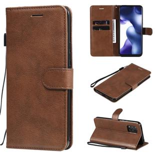 For Xiaomi Mi 10 Lite Solid Color Horizontal Flip Protective Leather Case with Holder & Card Slots & Wallet & Photo Frame & Lanyard(Brown)