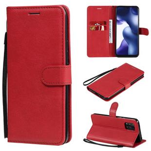 For Xiaomi Mi 10 Lite Solid Color Horizontal Flip Protective Leather Case with Holder & Card Slots & Wallet & Photo Frame & Lanyard(Red)