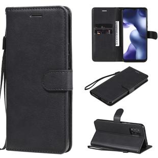 For Xiaomi Mi 10 Lite Solid Color Horizontal Flip Protective Leather Case with Holder & Card Slots & Wallet & Photo Frame & Lanyard(Black)