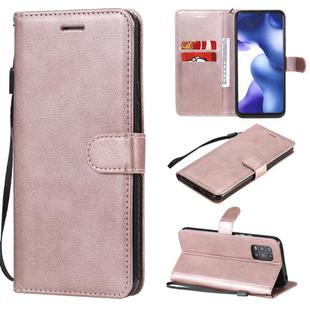 For Xiaomi Mi 10 Lite Solid Color Horizontal Flip Protective Leather Case with Holder & Card Slots & Wallet & Photo Frame & Lanyard(Rose Gold)