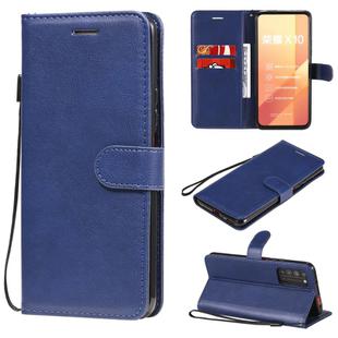 For Huawei Honor X10 Solid Color Horizontal Flip Protective Leather Case with Holder & Card Slots & Wallet & Photo Frame & Lanyard(Blue)