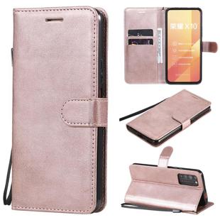 For Huawei Honor X10 Solid Color Horizontal Flip Protective Leather Case with Holder & Card Slots & Wallet & Photo Frame & Lanyard(Rose Gold)