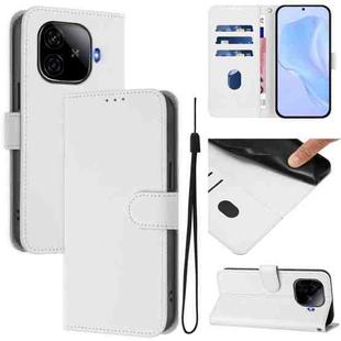 For vivo iQOO Z9 5G / Z9 Turbo 5G Skin Feel Solid Color Leather Phone Case with Lanyard(White)