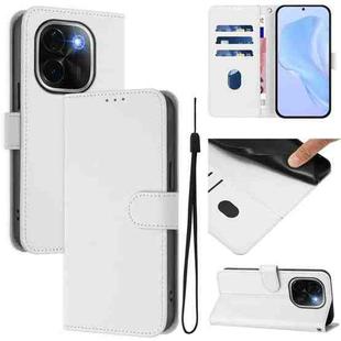 For vivo iQOO Z9s Pro 5G India Skin Feel Solid Color Leather Phone Case with Lanyard(White)