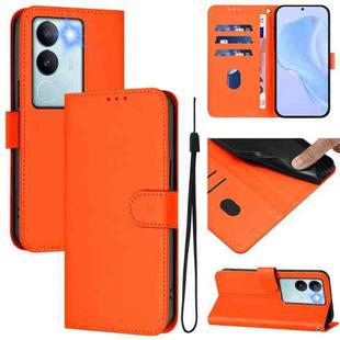 For vivo V29 5G Global / V29 Pro Skin Feel Solid Color Leather Phone Case with Lanyard(Orange)