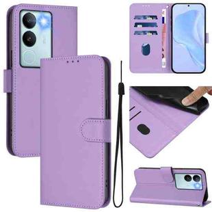 For vivo V29 5G Global / V29 Pro Skin Feel Solid Color Leather Phone Case with Lanyard(Lavender Purple)