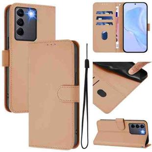 For vivo V27E 4G Global / T2 4G Global Skin Feel Solid Color Leather Phone Case with Lanyard(Nude)