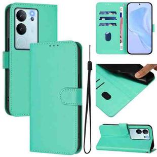 For vivo V29E 5G Global / Y200 5G Global Skin Feel Solid Color Leather Phone Case with Lanyard(Green)