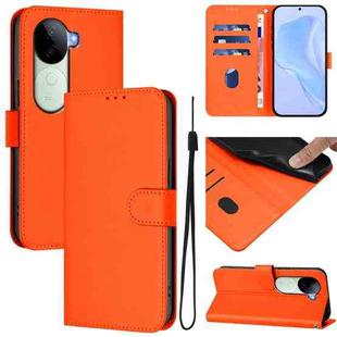 For vivo V40E 5G India / iQOO Z9s 5G Skin Feel Solid Color Leather Phone Case with Lanyard(Orange)