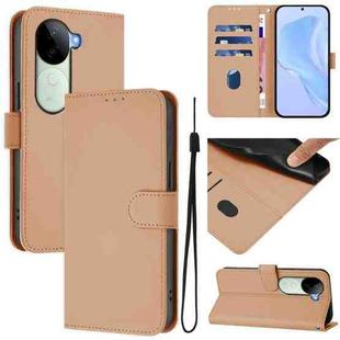 For vivo V40E 5G India / iQOO Z9s 5G Skin Feel Solid Color Leather Phone Case with Lanyard(Nude)