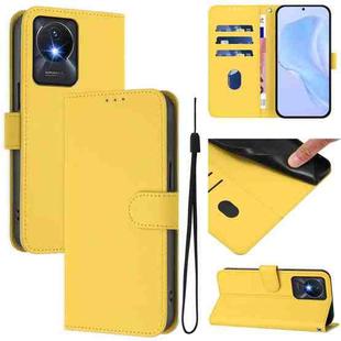 For vivo Y02A 4G / Y02 4G / Y11 2023 Skin Feel Solid Color Leather Phone Case with Lanyard(Lemon Yellow)