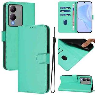 For vivo Y17S 4G Global Skin Feel Solid Color Leather Phone Case with Lanyard(Green)