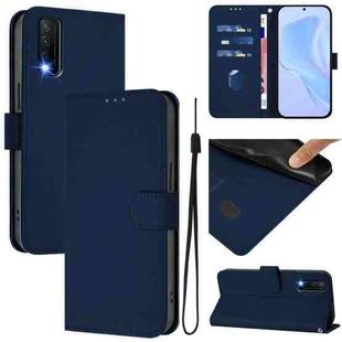 For vivo Y20 / Y20i / Y20S / Y11S Skin Feel Solid Color Leather Phone Case with Lanyard(Navy Blue)