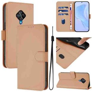 For vivo Y53S 4G / Y51A 2021 Skin Feel Solid Color Leather Phone Case with Lanyard(Nude)