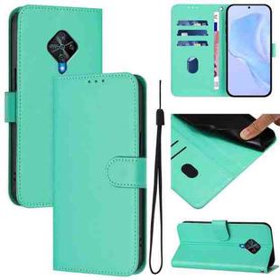 For vivo Y53S 4G / Y51A 2021 Skin Feel Solid Color Leather Phone Case with Lanyard(Green)