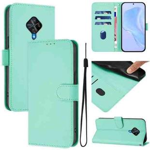 For vivo Y53S 4G / Y51A 2021 Skin Feel Solid Color Leather Phone Case with Lanyard(Mint Green)