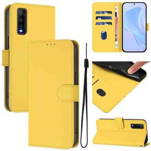 For vivo Y70S Skin Feel Solid Color Leather Phone Case with Lanyard(Lemon Yellow)