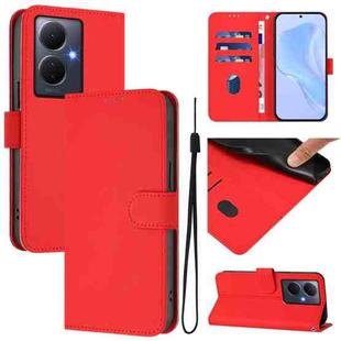 For vivo Y78 5G Global / V29 Lite Skin Feel Solid Color Leather Phone Case with Lanyard(Red)