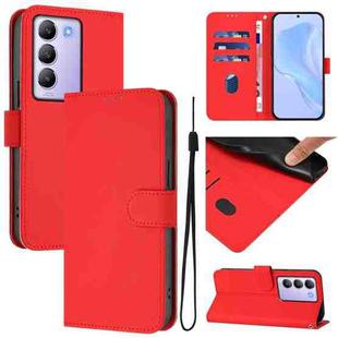 For vivo Y100 5G IDN / V40 SE 5G Skin Feel Solid Color Leather Phone Case with Lanyard(Red)