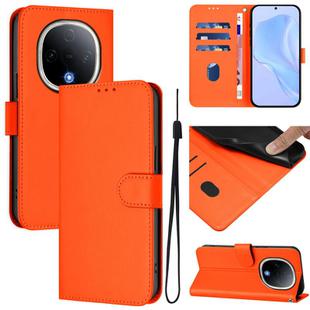 For vivo Y300 Skin Feel Solid Color Leather Phone Case with Lanyard(Orange)