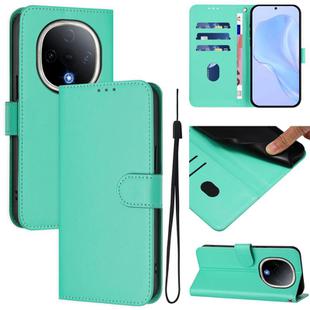 For vivo Y300 Skin Feel Solid Color Leather Phone Case with Lanyard(Green)