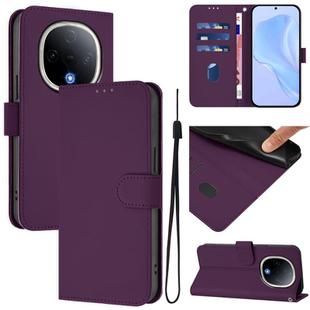 For vivo Y300 Skin Feel Solid Color Leather Phone Case with Lanyard(Violet)