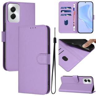 For vivo Y29S 5G / Y04 4G Global Skin Feel Solid Color Leather Phone Case with Lanyard(Lavender Purple)