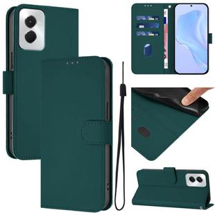 For vivo Y29S 5G / Y04 4G Global Skin Feel Solid Color Leather Phone Case with Lanyard(Dark Green)