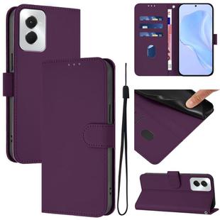 For vivo Y29S 5G / Y04 4G Global Skin Feel Solid Color Leather Phone Case with Lanyard(Violet)