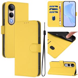 For vivo V50 Lite 5G Skin Feel Solid Color Leather Phone Case with Lanyard(Lemon Yellow)