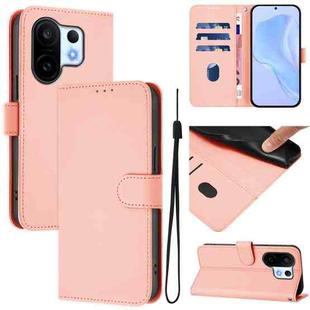 For vivo S30 Pro mini Skin Feel Solid Color Leather Phone Case with Lanyard(Pink)