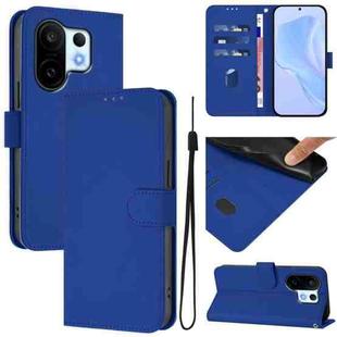 For vivo S30 Pro mini Skin Feel Solid Color Leather Phone Case with Lanyard(Dark Blue)