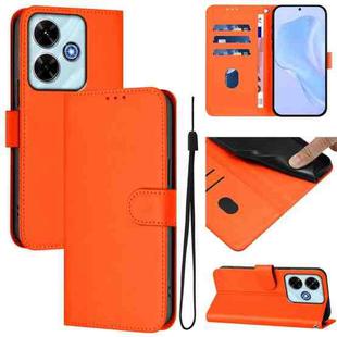 For Redmi 13 4G Global / 13 5G Global Skin Feel Solid Color Leather Phone Case with Lanyard(Orange)