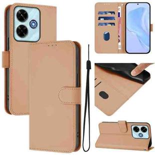 For Redmi 13 4G Global / 13 5G Global Skin Feel Solid Color Leather Phone Case with Lanyard(Nude)