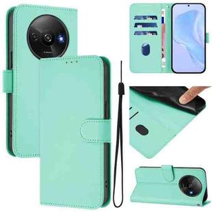 For Redmi A3 4G Global / A3X 4G Skin Feel Solid Color Leather Phone Case with Lanyard(Mint Green)