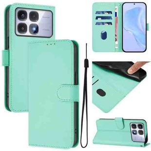 For Redmi K70 Ultra Global Skin Feel Solid Color Leather Phone Case with Lanyard(Mint Green)