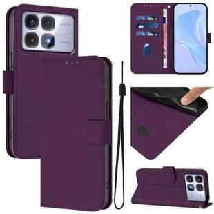 For Redmi K70 Ultra Global Skin Feel Solid Color Leather Phone Case with Lanyard(Violet)