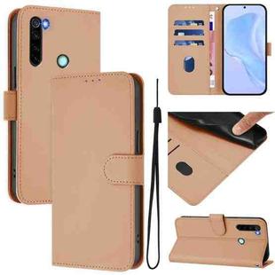 For Redmi Note 8 Skin Feel Solid Color Leather Phone Case with Lanyard(Nude)