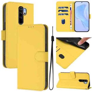 For Redmi Note 8 Pro Skin Feel Solid Color Leather Phone Case with Lanyard(Lemon Yellow)