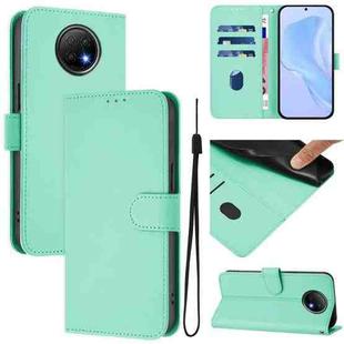 For Redmi Note 9T Global Skin Feel Solid Color Leather Phone Case with Lanyard(Mint Green)