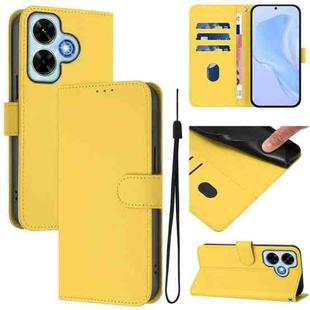 For Redmi Note 13 4G Global Skin Feel Solid Color Leather Phone Case with Lanyard(Lemon Yellow)