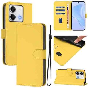 For Redmi Note 13 5G Global Skin Feel Solid Color Leather Phone Case with Lanyard(Lemon Yellow)