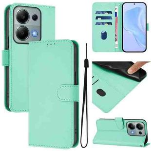 For Redmi Note 13 Pro 4G Global Skin Feel Solid Color Leather Phone Case with Lanyard(Mint Green)