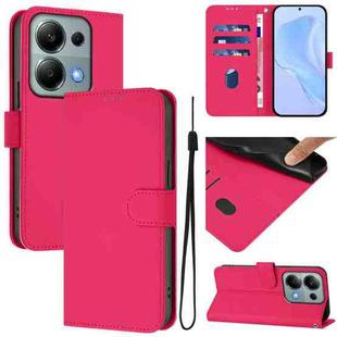 For Redmi Note 13 Pro 4G Global Skin Feel Solid Color Leather Phone Case with Lanyard(Rose Red)