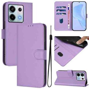 For Redmi Note 13 Pro 5G Global Skin Feel Solid Color Leather Phone Case with Lanyard(Lavender Purple)