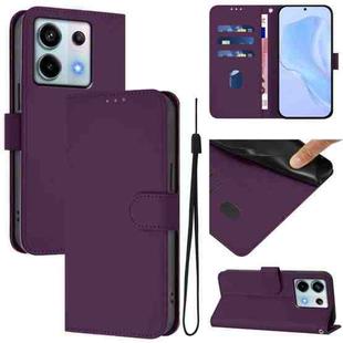 For Redmi Note 13 Pro 5G Global Skin Feel Solid Color Leather Phone Case with Lanyard(Violet)