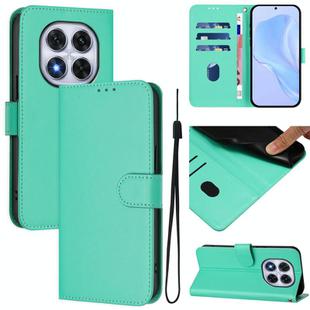 For Redmi Note 14 Pro 4G Skin Feel Solid Color Leather Phone Case with Lanyard(Green)