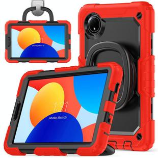 For Xiaomi Redmi Pad SE 8.7 2024 D Type Silicone Hybrid PC Tablet Case with Handle Holder(Red)